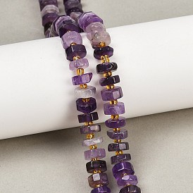 Природный аметист нитей бисера, граненые, диск, Heishi бусы, с бисером