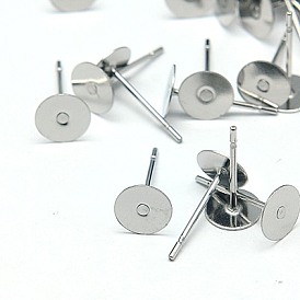 304 Stainless Steel Stud Earring Findings, Flat Pad Earring Post