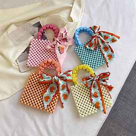 DIY Woven Bead Purse Making Kits, Including Round & Heart Plastic Bead, Needle and Wire
