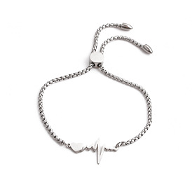Adjustable Stainless Steel ECG Double Hole Bracelet for Men and Women