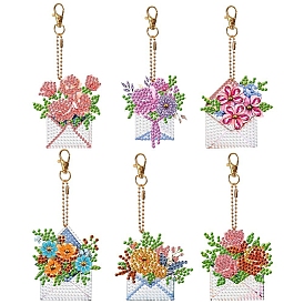Flower Envelope DIY Pendant Decoration Kit, Including Resin Rhinestones Bag, Diamond Sticky Pen, Tray Plate and Glue Clay