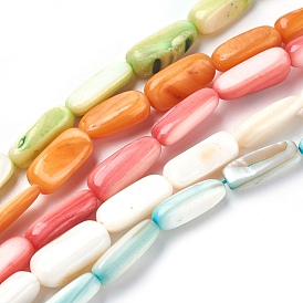 Freshwater Shell Beads Strands, Dyed, Rectangle