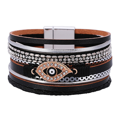 Bohemian Ethnic Style Eye-shaped Bracelet with Vintage Wide Brim - European and American Fashion