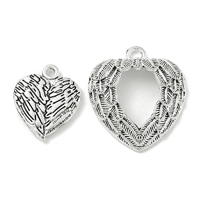 Tibetan Style Alloy Pendants, Heart Charms, Nickel