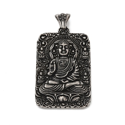 316 хирургические подвески из нержавеющей стали, прямоугольник с амулетом Татхагата Будда