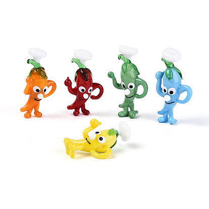 Декоративные элементы ручной работы из стекла в виде мультяшного перца для демонстрации шеф-повара., украшения для дома