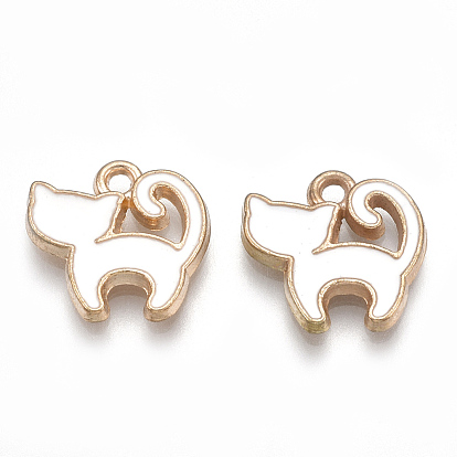 Сплава эмали котенка амулеты, без кадмия и без свинца, мультфильм кошка, золотой свет