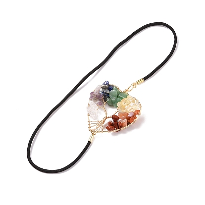 Elastic Bookmarks, Tree of Life Tumbled Natural Gemstone Beaded Book Marker, Heart