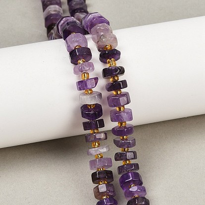 Природный аметист нитей бисера, граненые, диск, Heishi бусы, с бисером