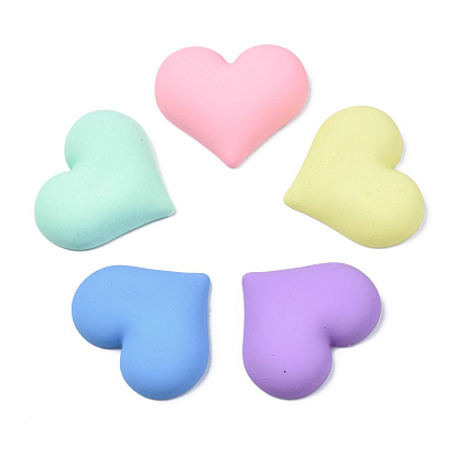 Opaque Spray Painted Acrylic Cabochons, Heart