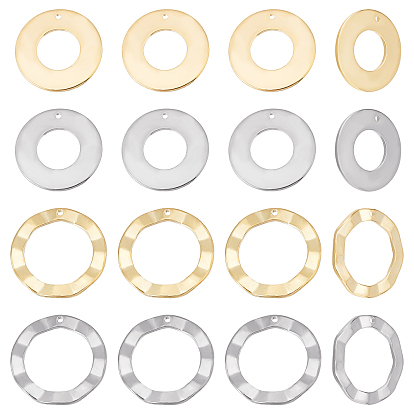 24 шт 4 стиль 201 подвески из нержавеющей стали, кольцо