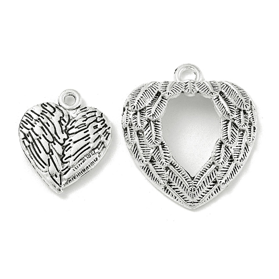Tibetan Style Alloy Pendants, Heart Charms, Nickel