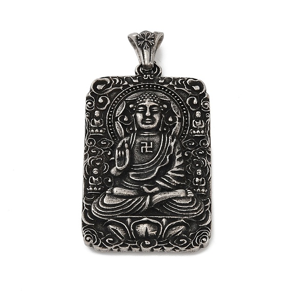 316 хирургические подвески из нержавеющей стали, прямоугольник с амулетом Татхагата Будда