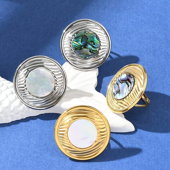 Плоские круглые 304 перстни из нержавеющей стали для женщин, ионное покрытие (ip)