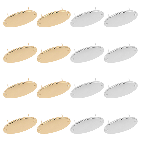 16 наборы 2 цвета цинковый сплав сумки декоративные застежки, штамповка пустых тегов, с шайбой, овальные
