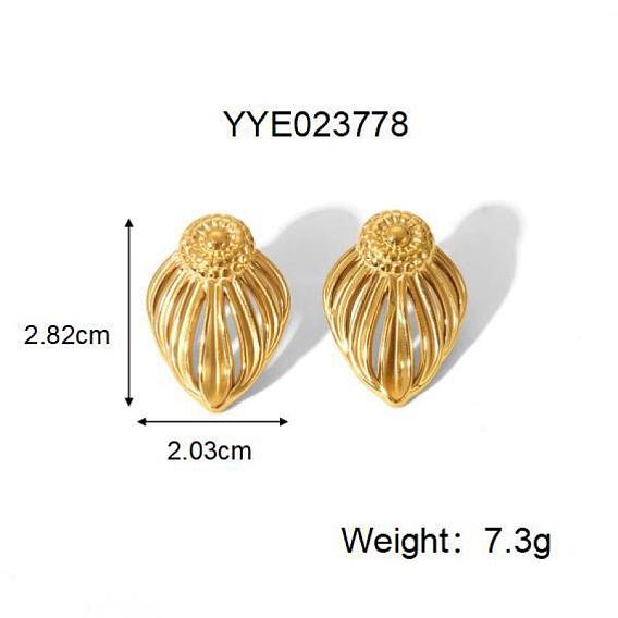 Серьги-гвоздики из нержавеющей стали в форме листа во французском стиле для женщин, реальный 304 k позолоченный