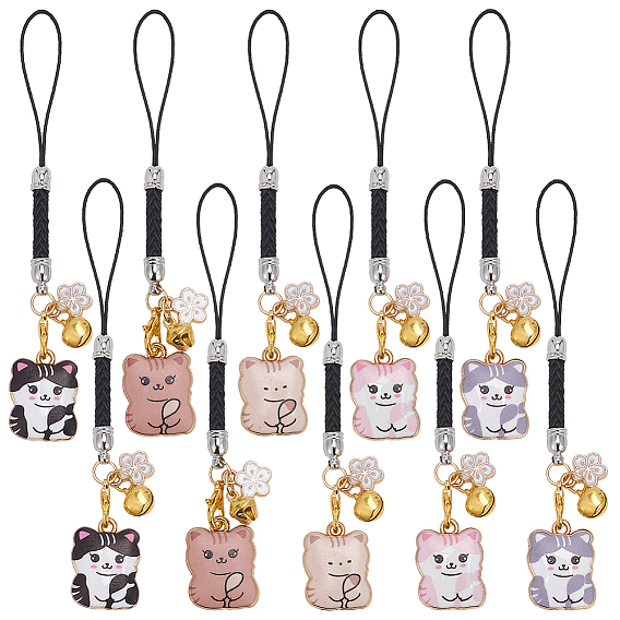 Подвески с эмалью из сплава «кошки и цветы», подвесные украшения из нейлонового шнура