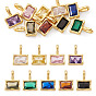 9Pcs 9 Colors Rectangle Brass Micro Pave Cubic Zirconia Charms, Rack Plating, Long-Lasting Plated, Cadmium Free & Lead Free, Golden