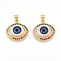 Подвески из латуни с микропаве из кубического циркония для женщин, глаз, cmолой, реальный 18 k позолоченный