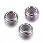 201 Stainless Steel Beads, with Rubber Inside, Slider Beads, Stopper Beads, Rondelle