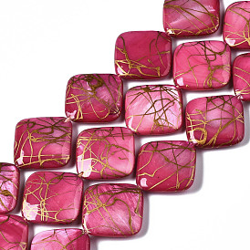Natural Freshwater Shell Beads Strands, Dyed and Drawbench, Rhombus