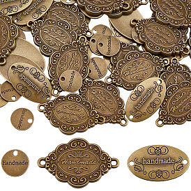 60шт 3 стили подвески из сплава в тибетском стиле, слова, сделанные вручную ссылки, плоские круглые и овальные
