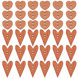 200шт 2 стили деревянные кнопки, 2-луночное, сердце