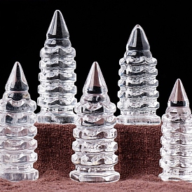 Natural Quartz Crystal Wenchang Tower Figurines, Reiki Energy Stone Display Decorations, for Home Feng Shui Ornament
