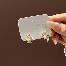 Silver Needle Summer Forest Series Flower Butterfly Stud Earrings - Micro Inlaid Zircon, Sweet Girl Earrings.