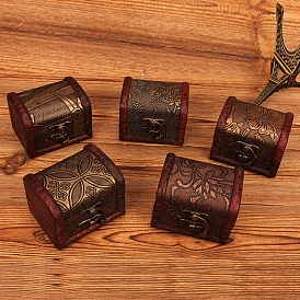 Шкатулки для хранения драгоценностей из дерева с гравировкой в стиле ретро и застежками, для ожерелья кольца серьги, прямоугольные