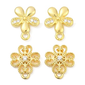 Латунные микро-паве прозрачные серьги-гвоздики из циркония, без кадмия, без никеля и без свинца, с петлей, цветок