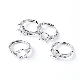 Регулируемая латунные компоненты палец кольцо, 4 настройки кольца зубца когтя, с четким кубического циркония