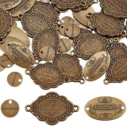 60шт 3 стили подвески из сплава в тибетском стиле, слова, сделанные вручную ссылки, плоские круглые и овальные