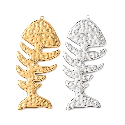 Текстурированные 304 большие подвески из нержавеющей стали, амулет из рыбьей кости