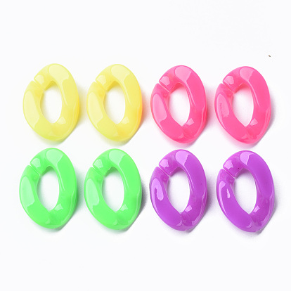 Opaque Acrylic Linking Rings, Fluorescence, Quick Link Connectors, for Curb Chains Making, Twist
