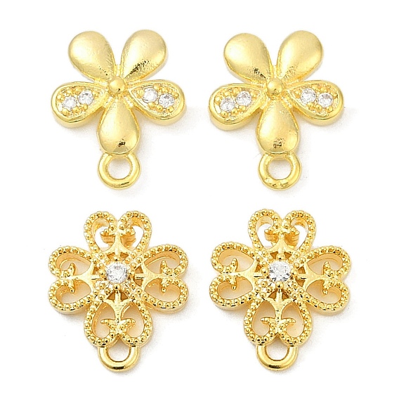 Латунные микро-паве прозрачные серьги-гвоздики из циркония, без кадмия, без никеля и без свинца, с петлей, цветок