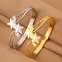 304 Stainless Steel Star Open Hinged Cuff Bangles for Women