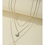 Vintage Layered Lock Collar Necklace with Butterfly Pearl Pendant and Chain