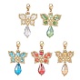 Бабочка ангел стеклянный кулон украшение, с 304 застежками-карабинами из нержавеющей стали и нейлоновой проволокой