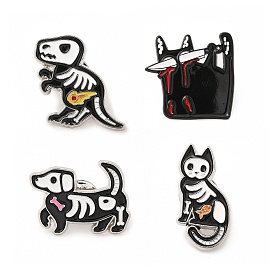 Animal Skeleton Theme Enamel Pin, Platinum Alloy Brooch for Backpack Clothes