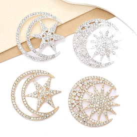 Alloy Rhinestone Pendants, Moon