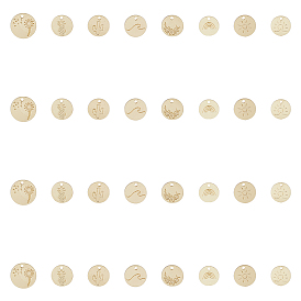 28шт 7 стили подвески из сплава, плоский круглый с рисунком волны/солнца/ананаса/кактуса/цветка/солнца/одуванчика