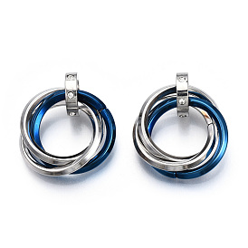 Placage ionique (ip) 201 pendentifs en anneau de verrouillage en acier inoxydable, avec strass cristal