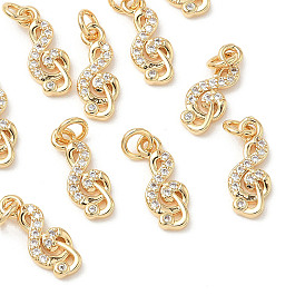 SHEGRACE Brass Micro Pave Cubic Zirconia Pendants, Musical Note Charms, Cadmium Free & Nickel Free & Lead Free, Clear