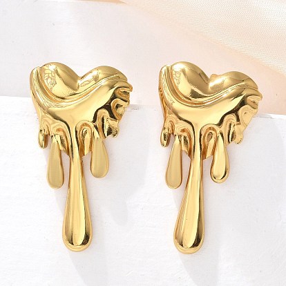 304 серьги-гвоздики из нержавеющей стали для женщин, ионное покрытие (ip), сердце