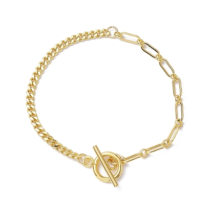 Brass Paperclip Chains and Paperclip Chains Bracelets for Women, with 304 Stainless Steel Toggle Clasps