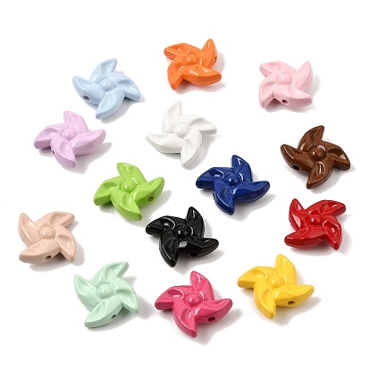 Baking Paint Opaque Acrylic Beads, Windmill