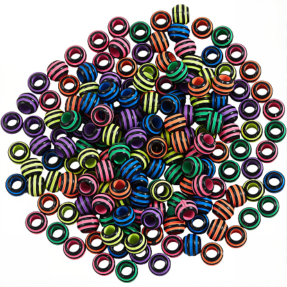 200шт. бусины из европейских бусин, окрашенные акриловой краской из баллончика, бусины с большим отверстием, рондель с полосой