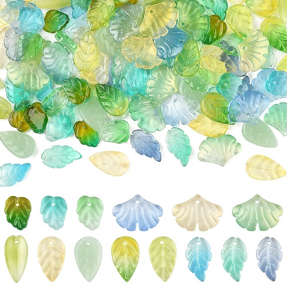 140 шт 14 стили подвески лэмпворк ручной работы, смешанные амулеты из листьев
