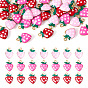 30 piezas 3 colores 304 colgantes de acero inoxidable, encantos de fresa, con esmalte, dorado